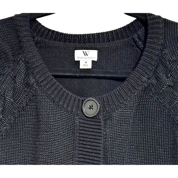 Vintage Worthington Black Knit Short-Sleeve Cardigan Sweater Womens Size M - Picture 7 of 13